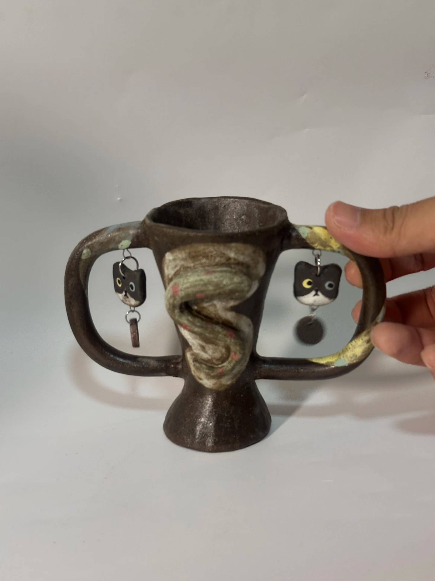 小蛇猫咪吊坠杯