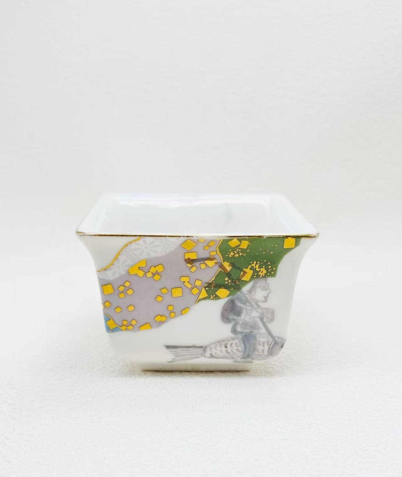 彩绘描金品茗方杯