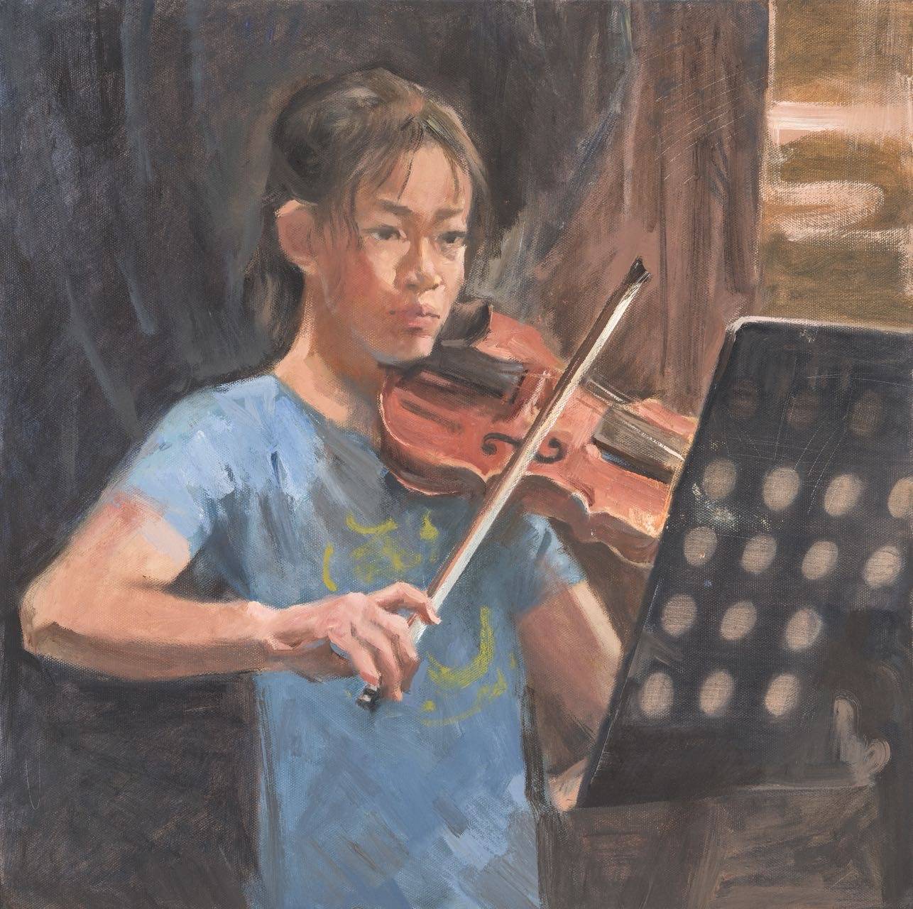 抚琴少女